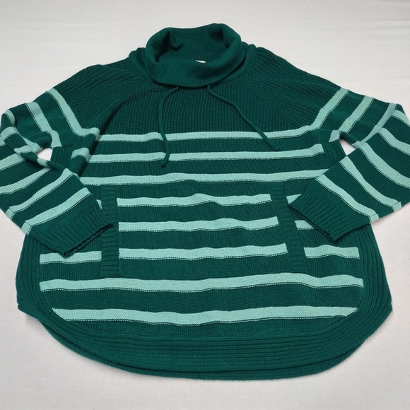 St. John's Bay Women's Green Striped Turtle Neck Sweater Size XL - Picture 3 of 9